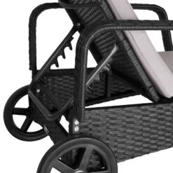 Tectake - Wicker Ligbed Cassis Zonnebed Ligstoel - Zwart -Beliani Winkel 1000077842 0103