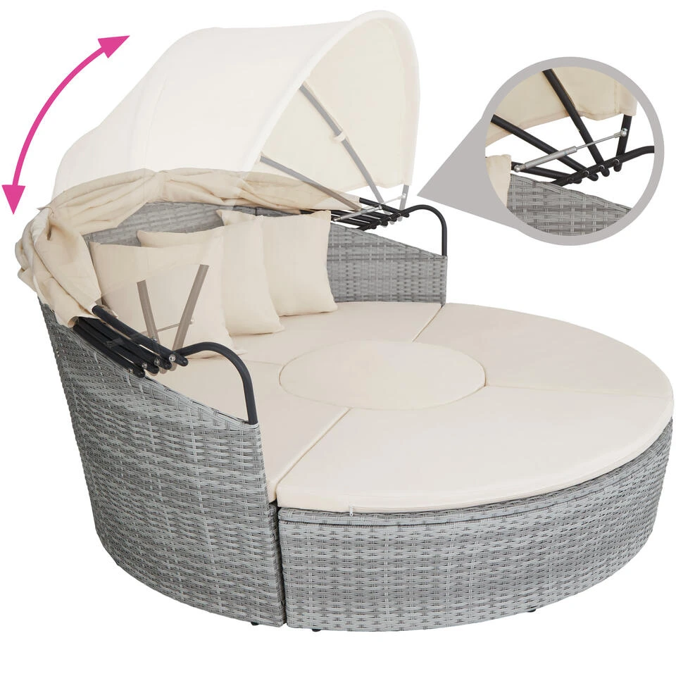 Tectake - Zonne-eiland Santorini - Wicker - Lichtgrijs 4 Tectake - Zonne-eiland Santorini - Wicker - Lichtgrijs - Afbeelding 4
