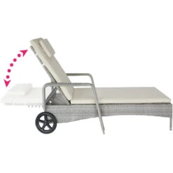 Tectake - Wicker Ligbed Lichtgrijs -Beliani Winkel 1000077969 0102