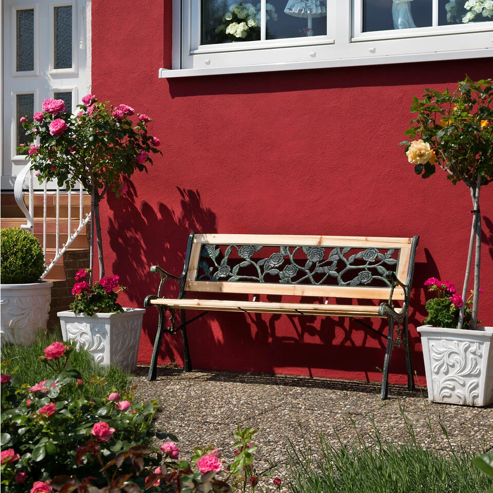 Tectake - Tuinbank - Hout/gietijzer - 124x52x74 Cm 2 Tectake - Tuinbank - Hout/gietijzer - 124x52x74 Cm - Afbeelding 2