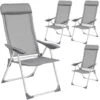 Tectake - Kampeerstoelen - Campingstoel - Tuinstoel - Set Van 4 - Grijs