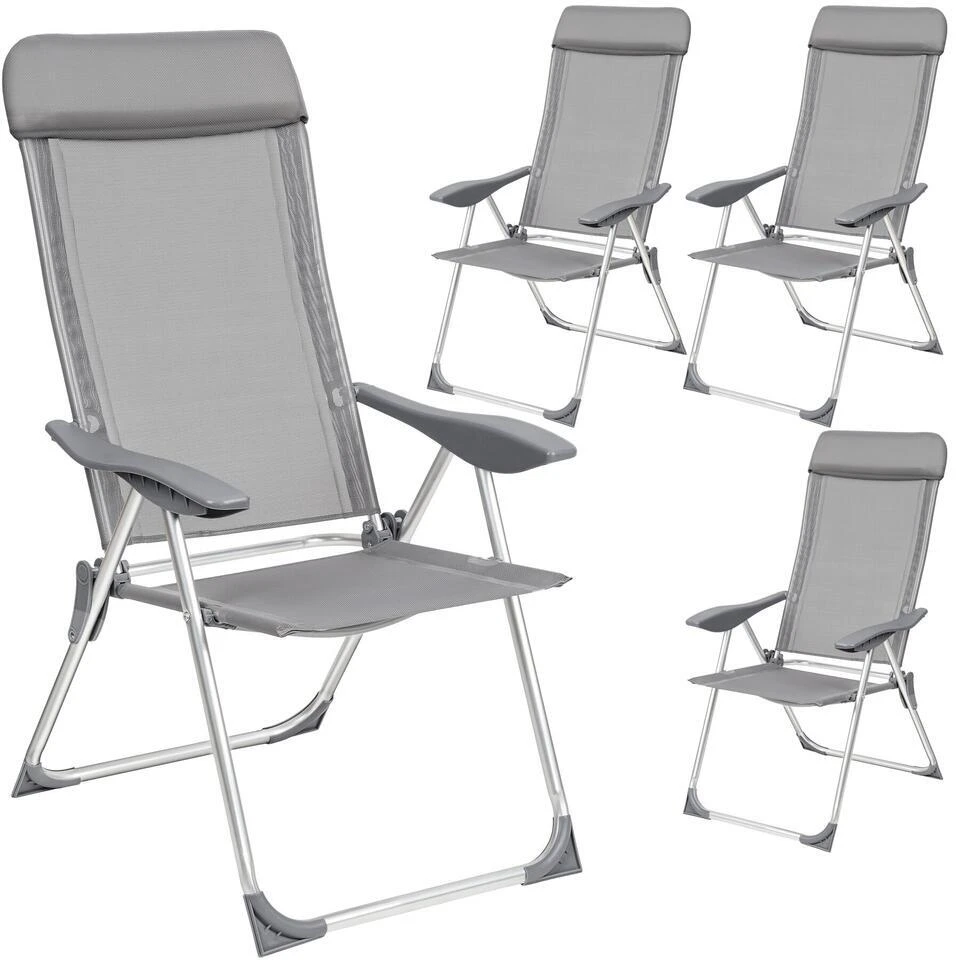 Tectake - Kampeerstoelen - Campingstoel - Tuinstoel - Set Van 4 - Grijs 1 Tectake - Kampeerstoelen - Campingstoel - Tuinstoel - Set Van 4 - Grijs