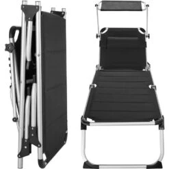 Tectake -ligbed Lorella - Aluminium- Incl. Verwisselbaar Hoofdkussen-zwart -Beliani Winkel 1000082526 0102