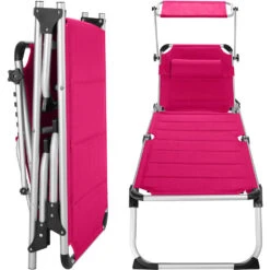 Tectake - Ligbed Lorella Aluminium- Incl. Verwisselbaar Hoofdkussen-pink -Beliani Winkel 1000082527 0102