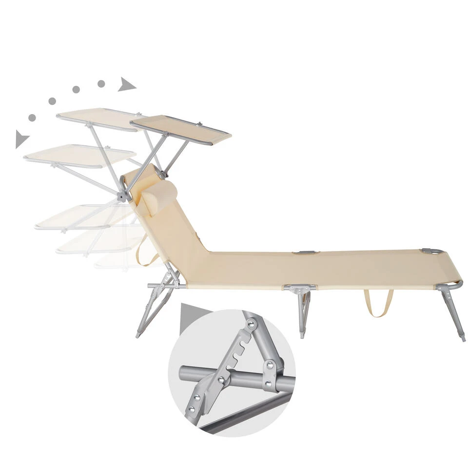Tectake - Zonnestoel Chloe - Ligbed - Beige 4 Tectake - Zonnestoel Chloe - Ligbed - Beige - Afbeelding 4