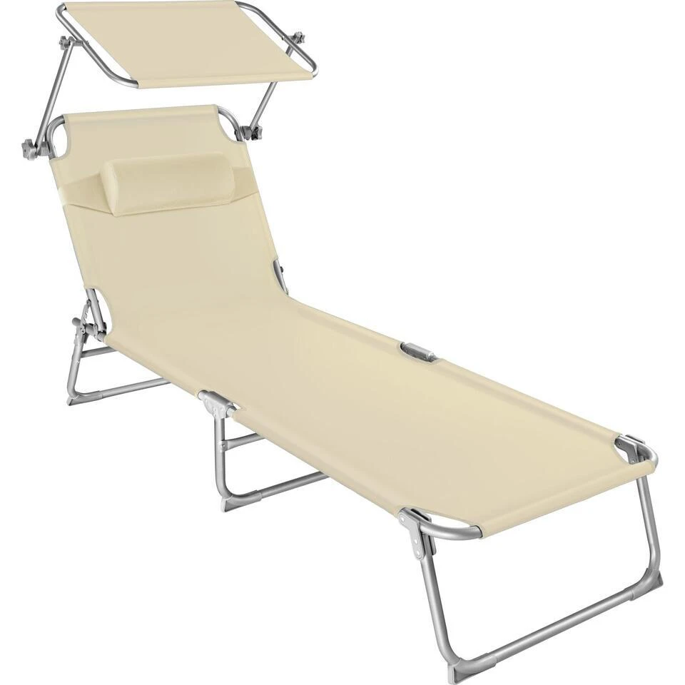 Tectake - Zonnestoel Chloe - Ligbed - Beige 1 Tectake - Zonnestoel Chloe - Ligbed - Beige