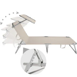 Tectake - Ligbed Met Zonnedak Beige -Beliani Winkel 1000083093 0102