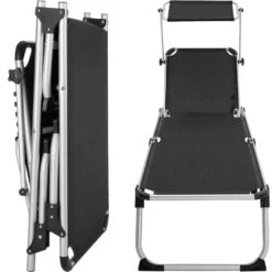 Tectake - Ligbed Zonnestoel Aurelie - Zwart -Beliani Winkel 1000083094 0103