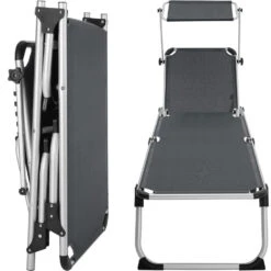Tectake - Ligbed Zonnestoel Aurelie - Grijs -Beliani Winkel 1000083097 0103