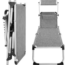 Tectake - Ligbed Zonnestoel Aurelie - Grijs Gemeleerd -Beliani Winkel 1000083100 0103