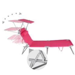 Tectake - Zonnestoel Chloé - 2 Stuks - Ligbed - Pink -Beliani Winkel 1000083239 0103