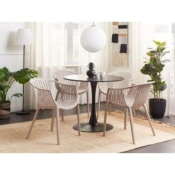 Beliani Eetkamerstoel NAPOLI - Beige Synthetisch Materiaal -Beliani Winkel 1000086371 0103