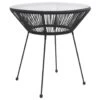 VidaXL Tuintafel Ø70x74 Cm Rattan En Glas Zwart