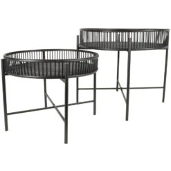 Bijzettafel Aiko Zwart - Bamboe - Zwart 6 Bijzettafel Aiko Zwart - Bamboe - Zwart -Beliani Winkel 1000088277 0102