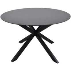 Crest Tuintafel Rond - Glas - Zwart -Beliani Winkel 1000088286 0102