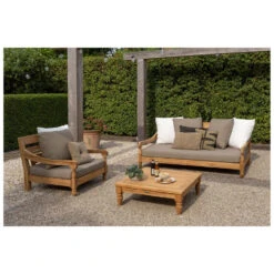 Exotan Loungestoel Tuin Kawang - Teak - Taupe - 98x103x80 -Beliani Winkel 1000089020 0102