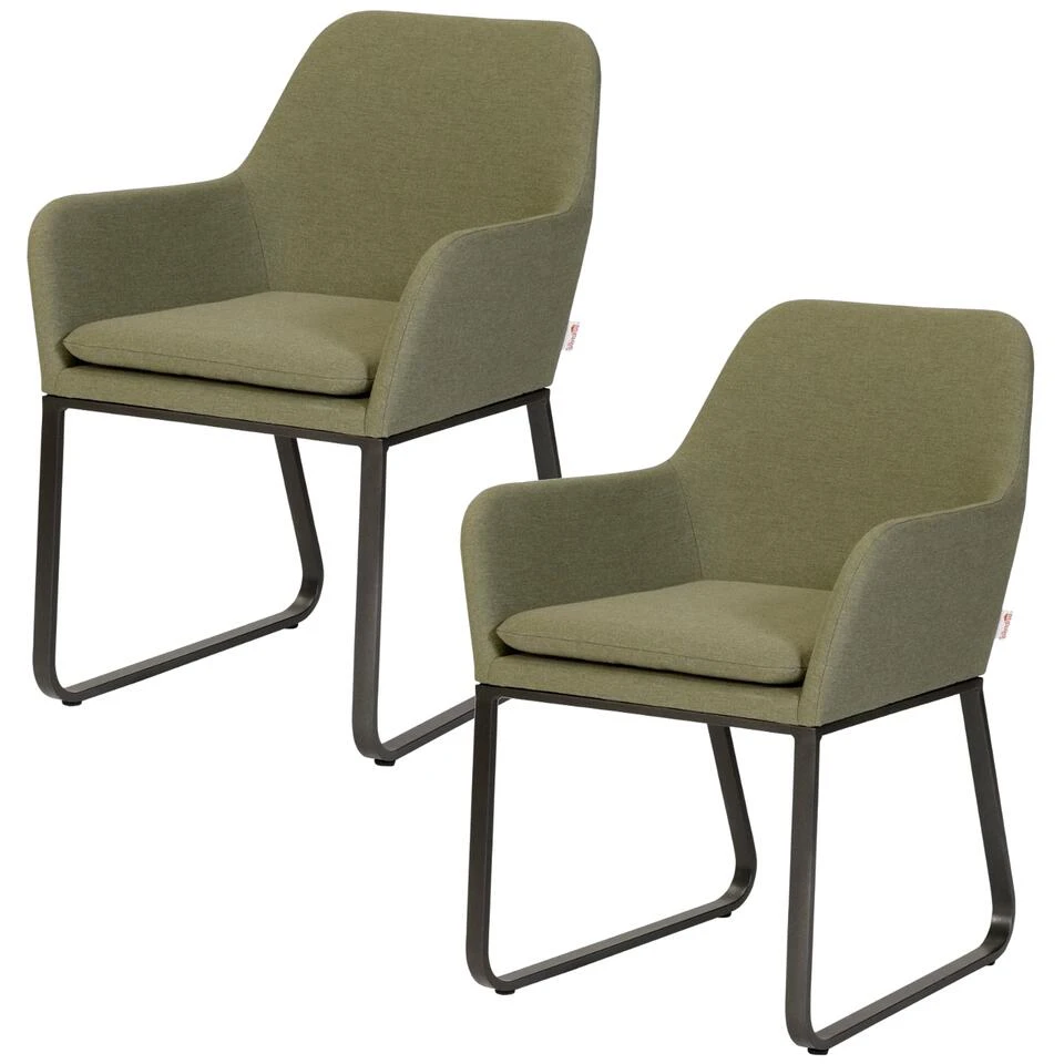 Exotan Fauteuil Buiten Plaza - Aluminium - Groen - Set Van 2 1 Exotan Fauteuil Buiten Plaza - Aluminium - Groen - Set Van 2