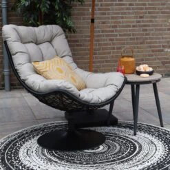 Woood Swivel Loungestoel Zwart -Beliani Winkel 1000091741 0103