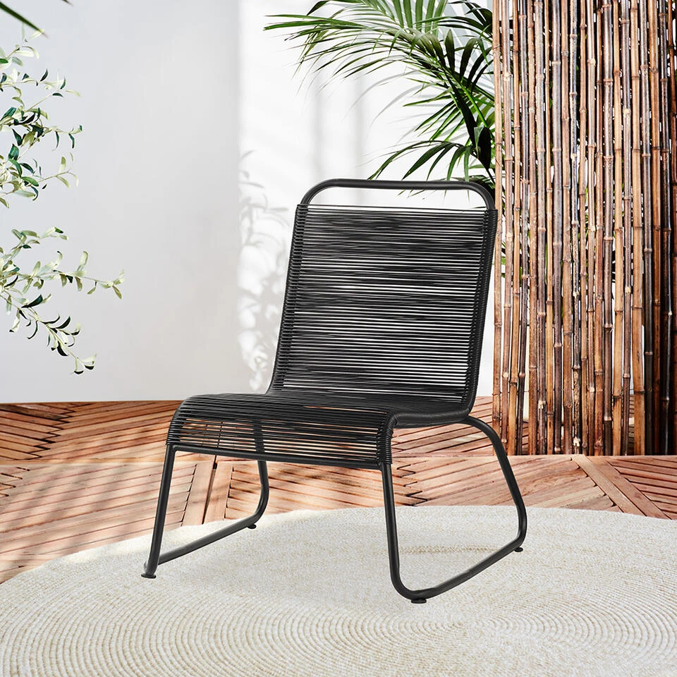 Relax Tuinstoel Met Voetenbank Lia Touw Zwart - 78x70x84 Cm - Touw - Zwart 2 Relax Tuinstoel Met Voetenbank Lia Touw Zwart - 78x70x84 Cm - Touw - Zwart - Afbeelding 2