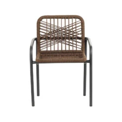 Tuinstoel Met Armleuning Nila Touw Bruin - 58,50x53x76 Cm - Touw - Bruin -Beliani Winkel 1000092401 0102