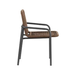 Tuinstoel Met Armleuning Nila Touw Bruin - 58,50x53x76 Cm - Touw - Bruin -Beliani Winkel 1000092401 0103