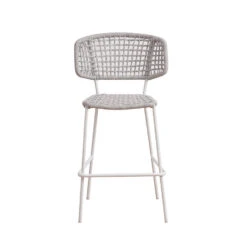 Barkruk Buiten Leslie Touw Wit - 56x58x109 Cm - Touw - Wit -Beliani Winkel 1000092402 0102