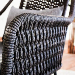 Dining Tuinstoel Met Armleuning Kaya Touw Bruin - 66x55x80 Cm - Touw - Grijs -Beliani Winkel 1000092410 0103