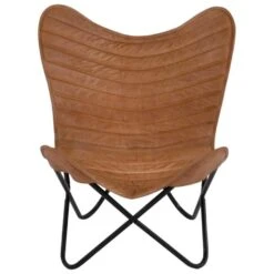 Billy Vlinderstoel Cognac - Leder - Bruin 4 Billy Vlinderstoel Cognac - Leder - Bruin -Beliani Winkel 1000094348 0102