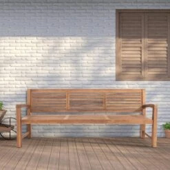 CLP Teakbank Halden 220 Cm -Beliani Winkel 1000095888 0102