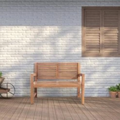 CLP Teakbank Halden 120 Cm -Beliani Winkel 1000095889 0102