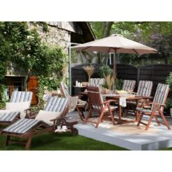 Beliani Tuinligstoel MARLBORO / JAVA / TOSCANA - Donkere Houtkleur Acaciahout -Beliani Winkel 1000096765 0103