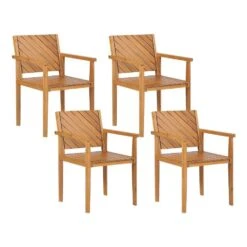 BARATTI - Tuinstoelen Set Van 4 - Lichtbruin - Acaciahout