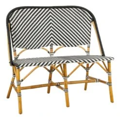 Mica Decorations Mandox Bank - L98 X B60 X H93 Cm - Rotan - Zwart, Wit