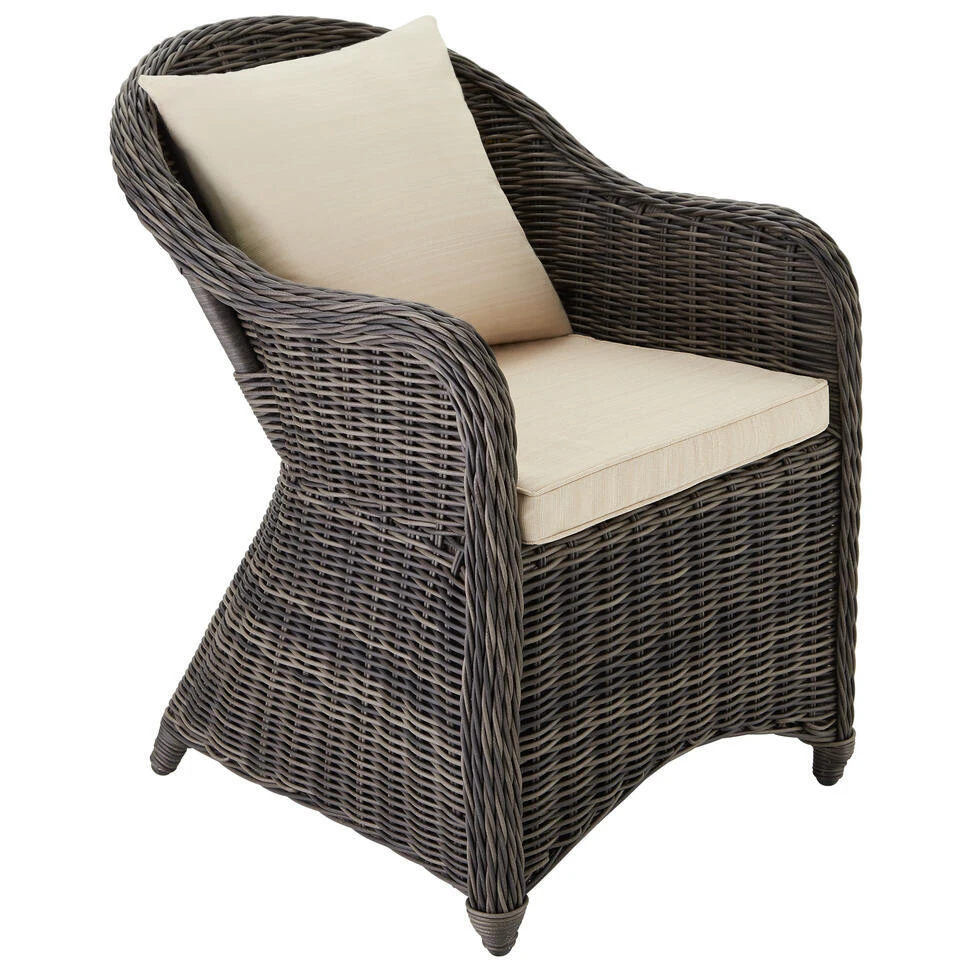 Tectake® - 2 Luxe Wicker Stoelen - Fauteuils - Zachte Kussens - Grijs - 403682 1 Tectake® - 2 Luxe Wicker Stoelen - Fauteuils - Zachte Kussens - Grijs - 403682