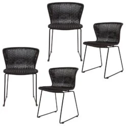 WOOOD Wings Tuinstoelen - Polyester - Zwart - Set Van 4