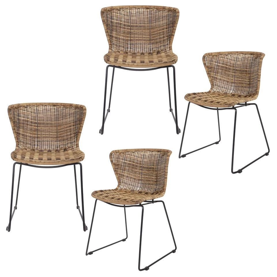 WOOOD Wings Tuinstoelen - Polyester - Naturel - Set Van 4 1 WOOOD Wings Tuinstoelen - Polyester - Naturel - Set Van 4