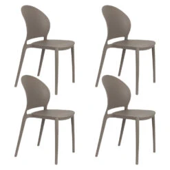 Housecraft Sjoerd Tuinstoelen Kunststof Grijs - Set Van 4