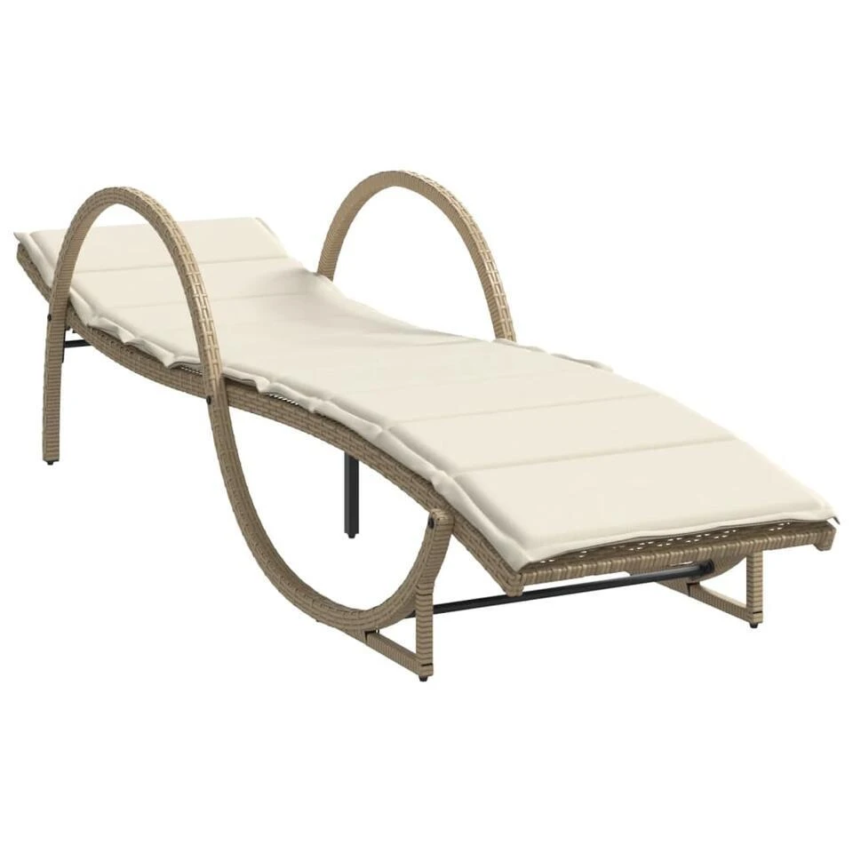 VidaXL - Ligbed - Beige - Poly Rattan 1 VidaXL - Ligbed - Beige - Poly Rattan
