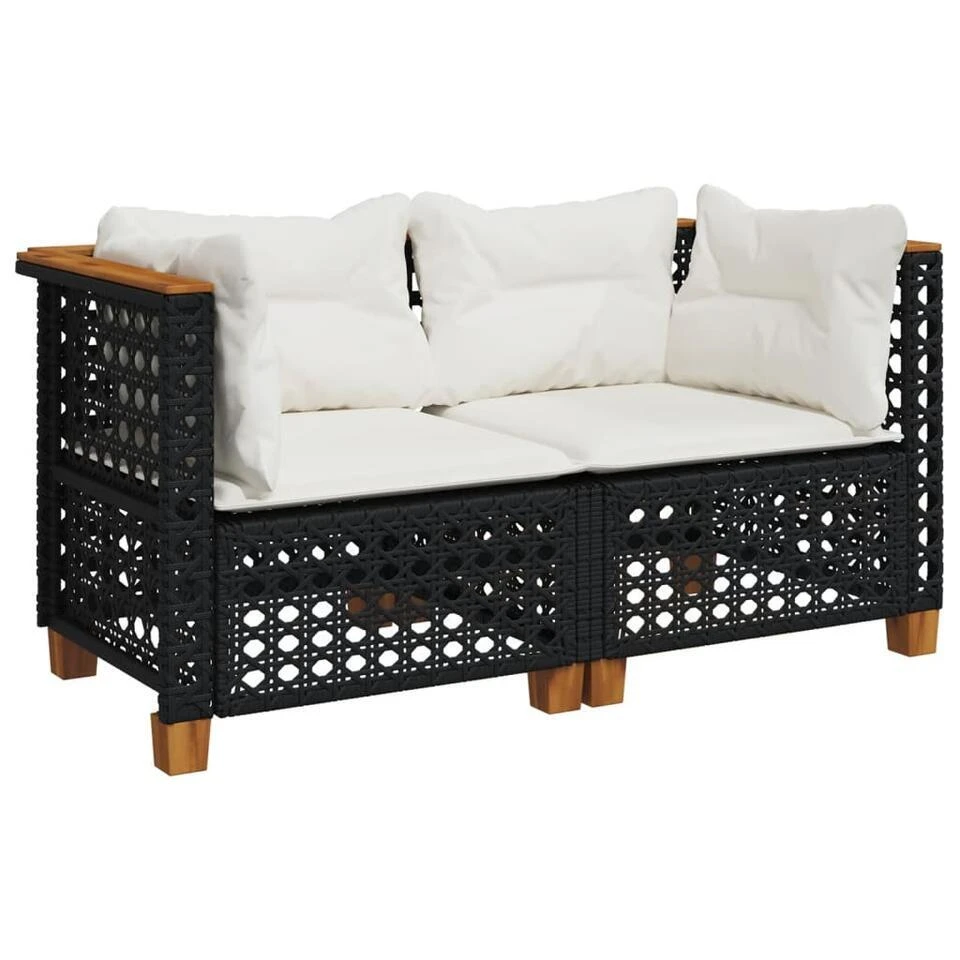 VidaXL - Tuinbank - Zwart - Poly Rattan - 2 Stuks 1 VidaXL - Tuinbank - Zwart - Poly Rattan - 2 Stuks