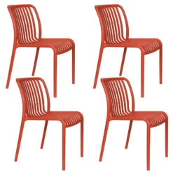 Housecraft Living Mante Tuinstoelen Kunststof Terra/ Rood - Set Van 4