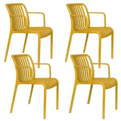 Housecraft Living Mante Tuinstoelen Geel - Set Van 4