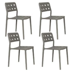 Housecraft Serra Tuinstoel/ Eetkamerstoel Kunststof Grijs - Set Van 4