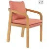 Set Van 2 Stoelen Voor Binnen En Buiten Van Massief Hout Beige Roze