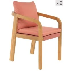 Set Van 2 Stoelen Voor Binnen En Buiten Van Massief Hout Beige Roze