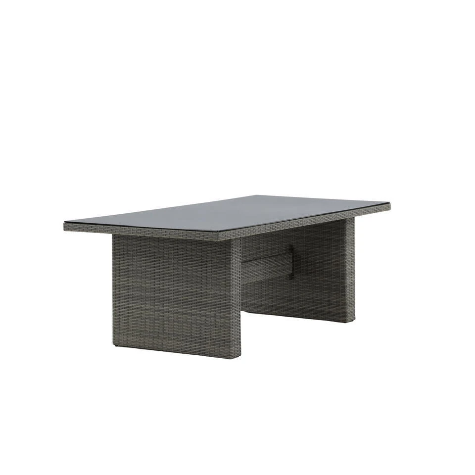 Fjôrd Tuintafel Grijs Wicker/Glas - 200x100x74cm - Padova 1 Fjôrd Tuintafel Grijs Wicker/Glas - 200x100x74cm - Padova