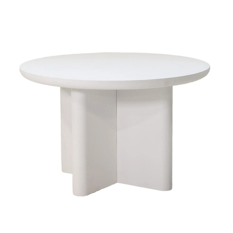 Tuintafel Rond 120cm - Wit Betonlook - Acryl Coating - Miso 1 Tuintafel Rond 120cm - Wit Betonlook - Acryl Coating - Miso