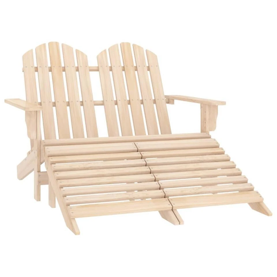 VidaXL - Tuinstoel 2-zits Adirondack - Bruin - Hout - Met Voetenban 1 VidaXL - Tuinstoel 2-zits Adirondack - Bruin - Hout - Met Voetenban