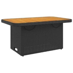 VidaXL - Tuintafel - Zwart - Poly Rattan En Hout - 90 X 55 X 71 Cm