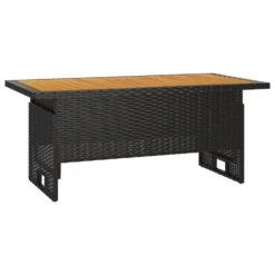 VidaXL - Tuintafel - Zwart - Acaciahout En Poly Rattan - 100x50x43/63 Cm