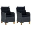 VidaXL - Tuinstoelen - Grijs - Poly Rattan - 2 Stuks - Met Kussens